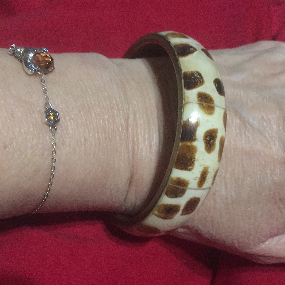 ❣️SOLD❣️Solid Brass And bone painted like leopard.